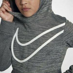 Nike Girls Therma Dri-Fit Pullover Hoodie Gray
